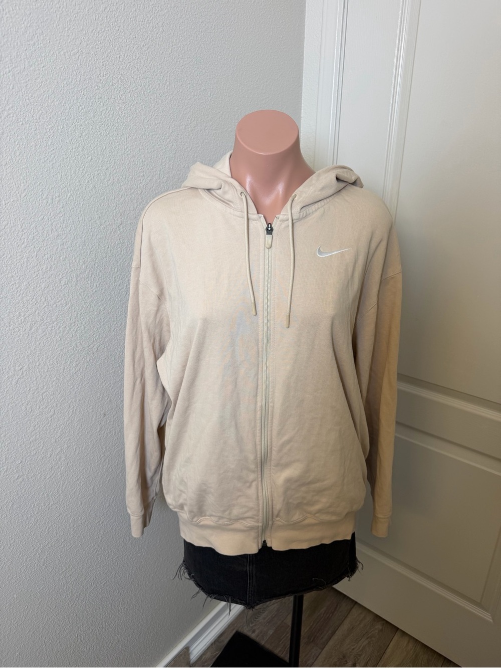 Nike Cotton Beige Full-Zip Hoodie Jacket